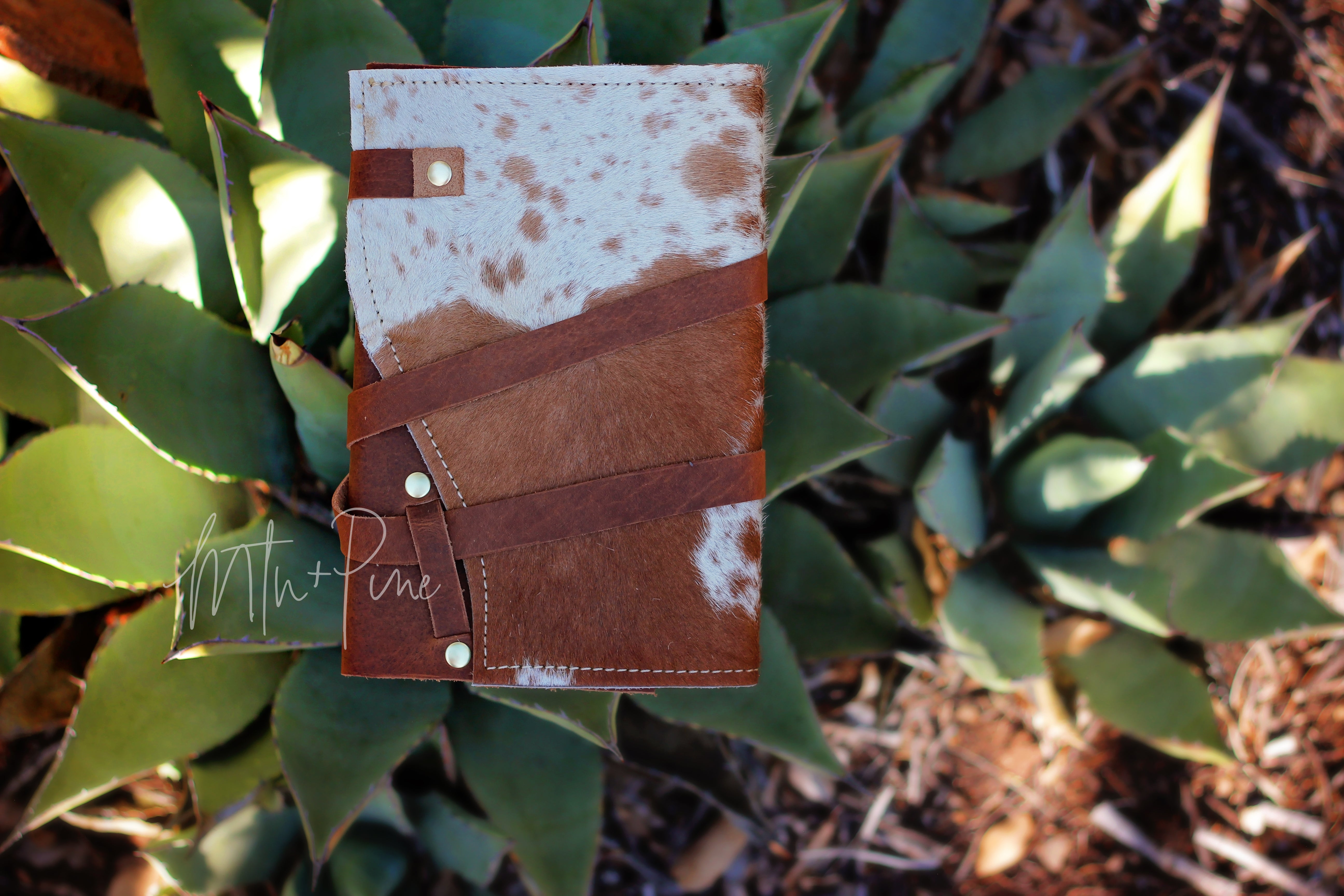 Hair on hide leather journal with lined notebook